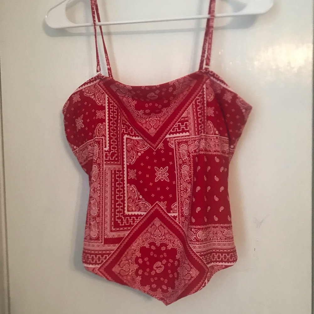 No Boundaries Summer Bandana pattern Tank Top - Red and White - Summer Fit